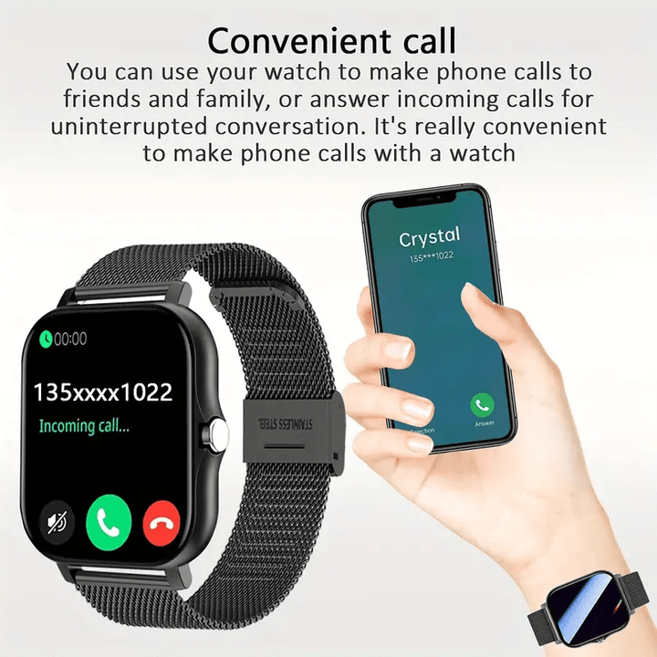 2024 Trendy Smartwatch with Full Touch Display & Wireless Calling - Fitness Tracker, Compatible for Android & iOS, Perfect Gift for Mother's Day, Father's Day, Valentine's, Holiday season