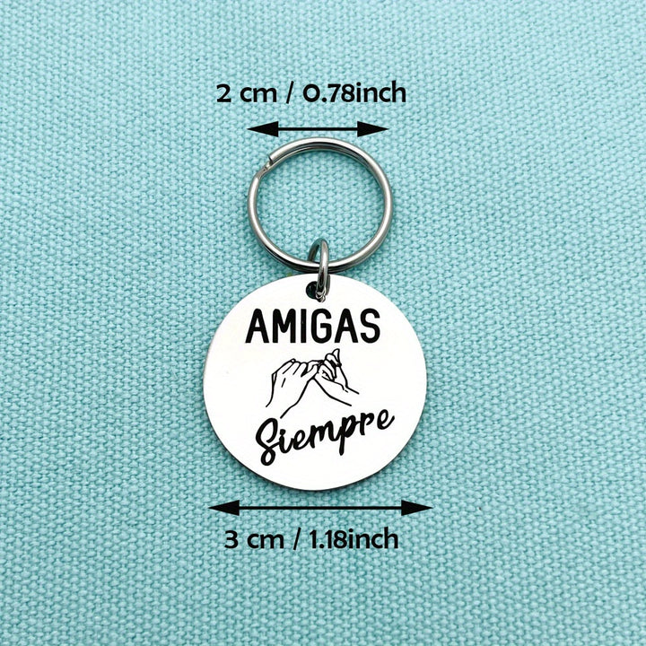 Stainless Steel Keychain with Inspirational Quote, Round Clasp, Perfect for Birthday, Graduation, and Christmas Gifts for Women and Sisters, Spanish, Friendship Gifts, Best Friend