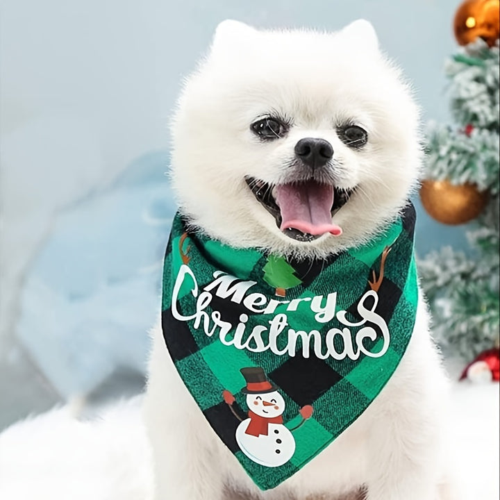 Christmas Pet Triangle Scarf Dog Headscarf Saliva Towel Santa Claus and Letter Graphic Scarf for Holiday Party Decoration, Suitable for Small, Medium and Large Dogs