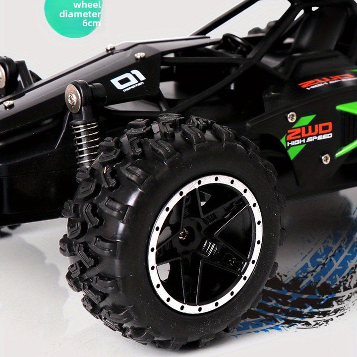 High-Speed 2.4G Remote Control Off-Road Car for Youngsters - Rechargeable, Durable Plastic, Green/Blue