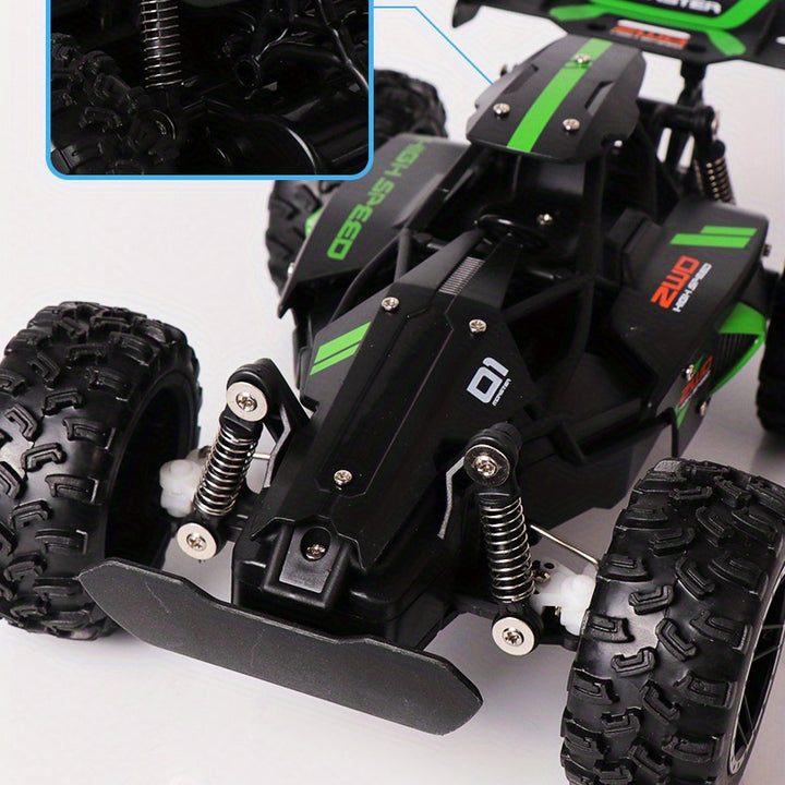 High-Speed 2.4G Remote Control Off-Road Car for Youngsters - Rechargeable, Durable Plastic, Green/Blue