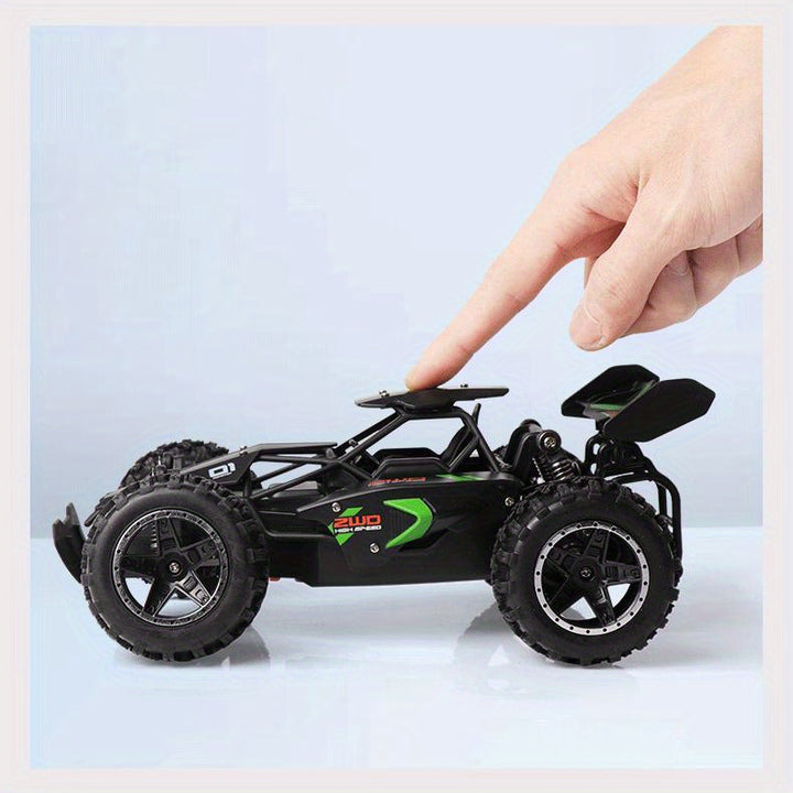 High-Speed 2.4G Remote Control Off-Road Car for Youngsters - Rechargeable, Durable Plastic, Green/Blue