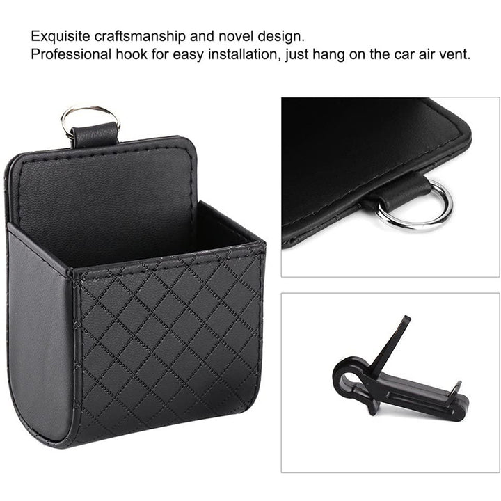 Car Air Vent Hanging Storage Box Mobile Phone Bag PU Leather Car Mobile Phone Holder Car Interior Accessories