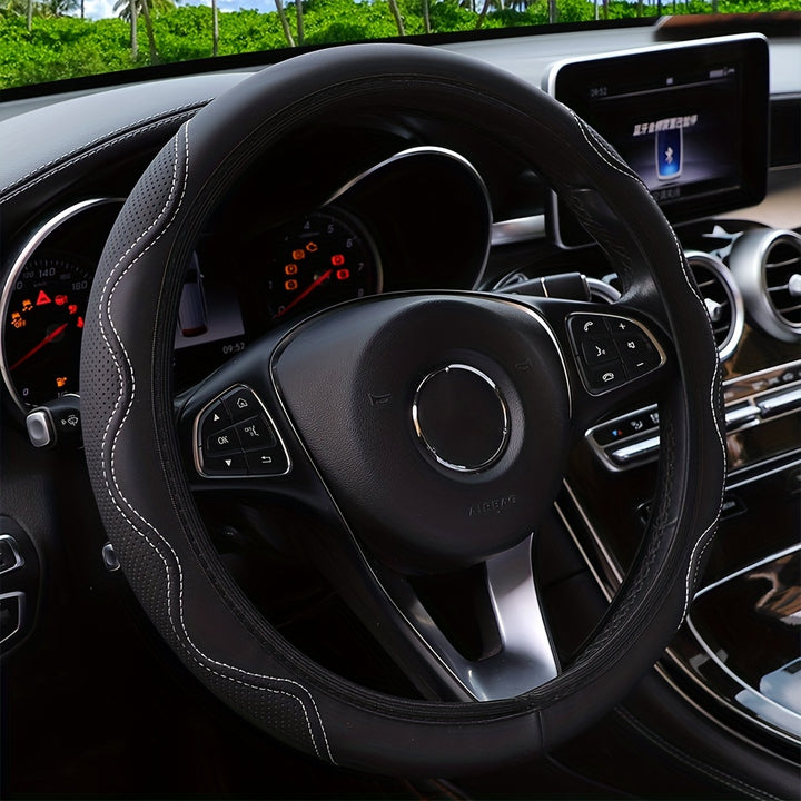 Luxurious PU Leather Steering Wheel Cover - 3D Comfort, No Inner Ring, Car Accessories