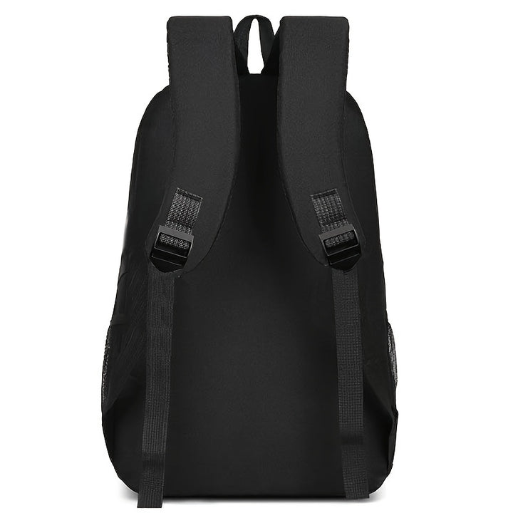 Men's Casual Nylon Backpack, Large Tote with Shoulder Strap, Lightweight, Zip Closure, No Print, Black, with Tassel Detail, for Daily Commute