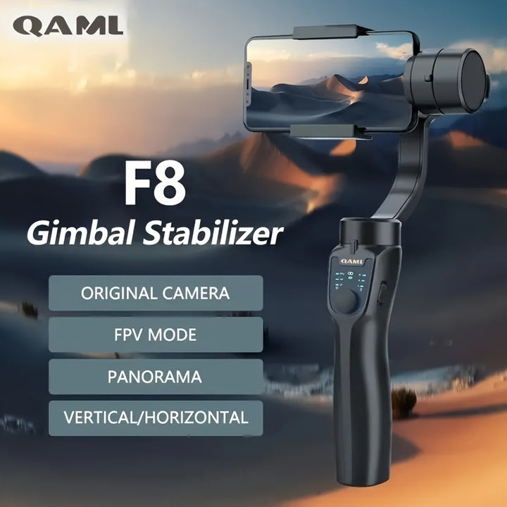 QAML F8 Handheld Gimbal - 3-Axis Stabilizer for iPhone & for Xiaomi, USB Rechargeable, Anti-Shake Video Recorder