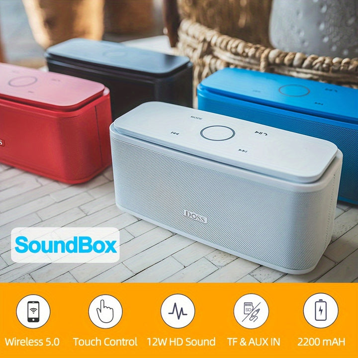 DOSS SoundBox Touch Speaker - Wireless 5.0, Wireless, with Enhanced Bass & HD Stereo, Touch Controls, Hands-Free Calling, Portable Design for Laptops & Phones