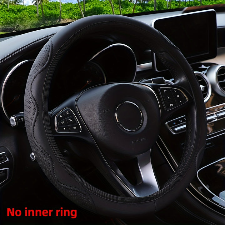 Luxurious PU Leather Steering Wheel Cover - 3D Comfort, No Inner Ring, Car Accessories