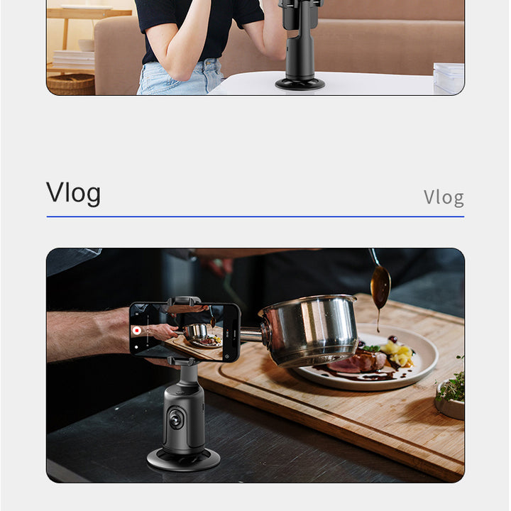 Auto Face Tracking Tripod, No App Required, 360° Rotation Face Body Phone Mount Smart Shooting Phone Tracking Holder for Vlog Live Streaming Video, Rechargeable Battery, Black