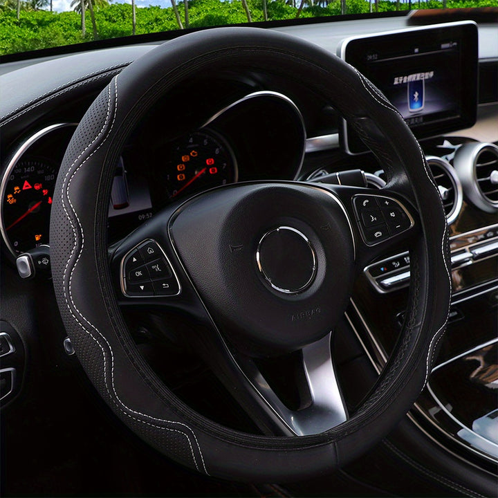 Luxurious PU Leather Steering Wheel Cover - 3D Comfort, No Inner Ring, Car Accessories