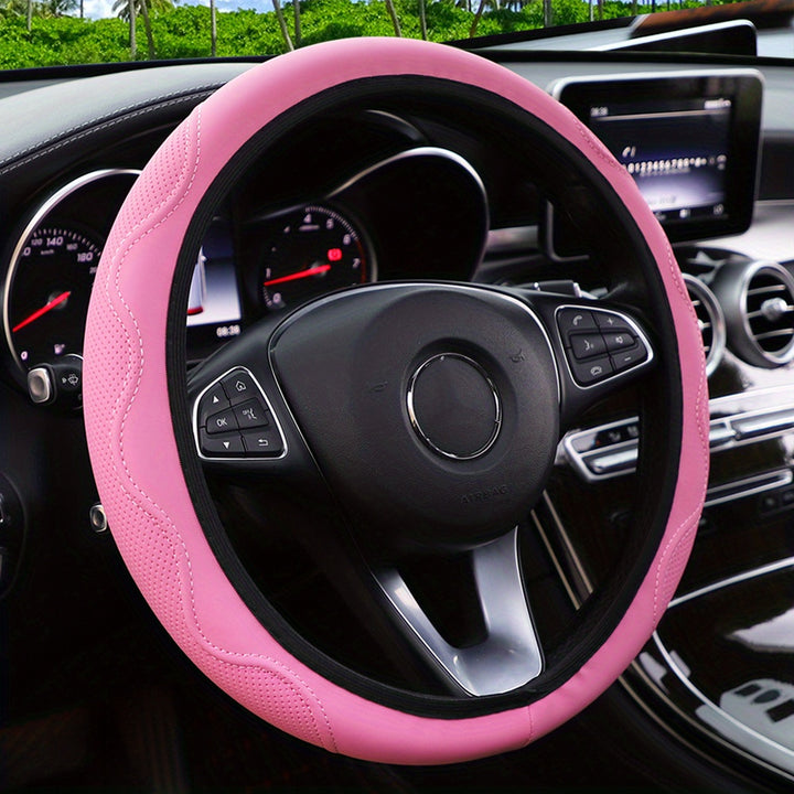 Luxurious PU Leather Steering Wheel Cover - 3D Comfort, No Inner Ring, Car Accessories