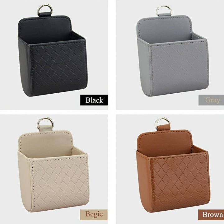 Car Air Vent Hanging Storage Box Mobile Phone Bag PU Leather Car Mobile Phone Holder Car Interior Accessories