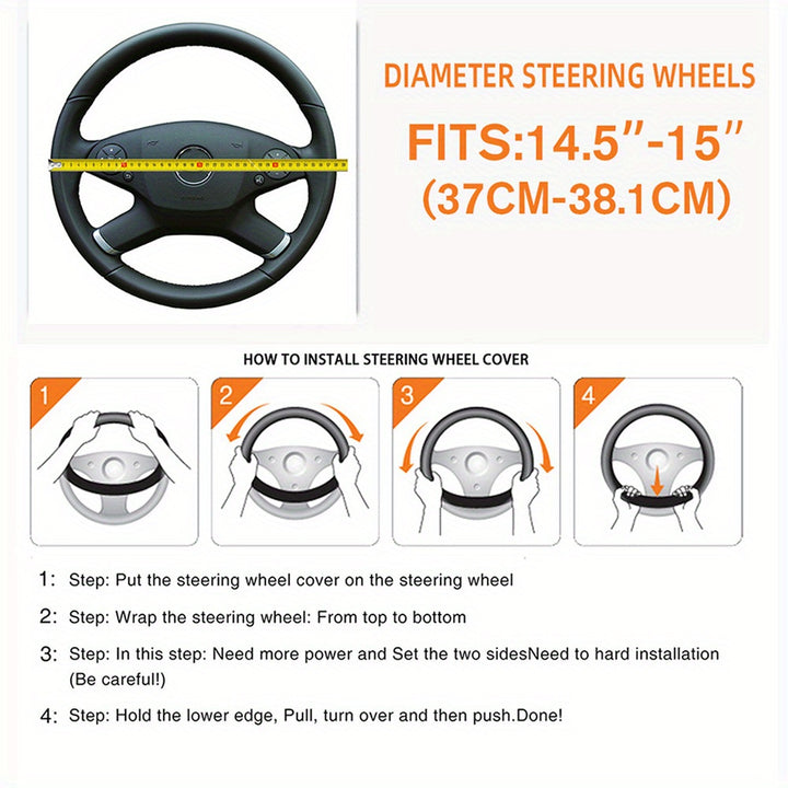 Luxurious PU Leather Steering Wheel Cover - 3D Comfort, No Inner Ring, Car Accessories