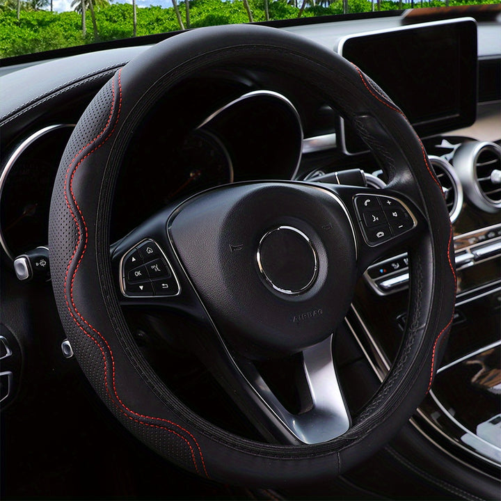 Luxurious PU Leather Steering Wheel Cover - 3D Comfort, No Inner Ring, Car Accessories