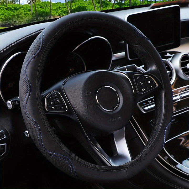 Luxurious PU Leather Steering Wheel Cover - 3D Comfort, No Inner Ring, Car Accessories