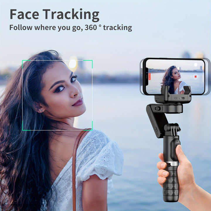 SelfieShow Gimbal Stabilizer Tripod with LED Light, USB Charging, ABS Material, 360° Rotating Desktop Mount, Adjustable Smartphone Holder for Live Streaming, Photography, Travel - Compatible with Apple and Samsung Devices