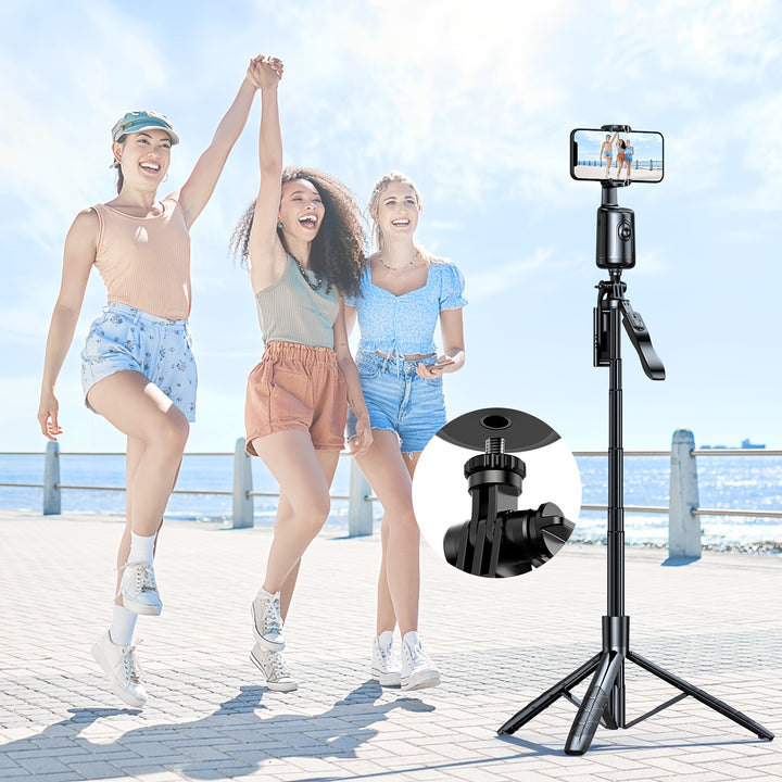 Auto Face Tracking Tripod, No App Required, 360° Rotation Face Body Phone Mount Smart Shooting Phone Tracking Holder for Vlog Live Streaming Video, Rechargeable Battery, Black