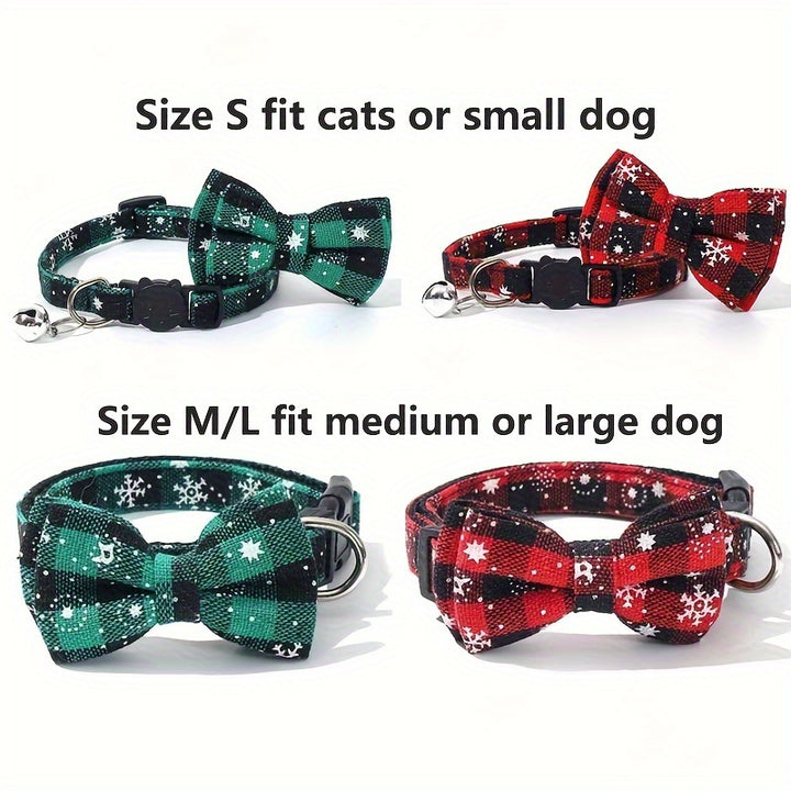 Christmas Removable Bow Tie for Dogs, Geometric Pattern, Polyester, Pet Collar Accessory, Festive Holiday Pet Gear