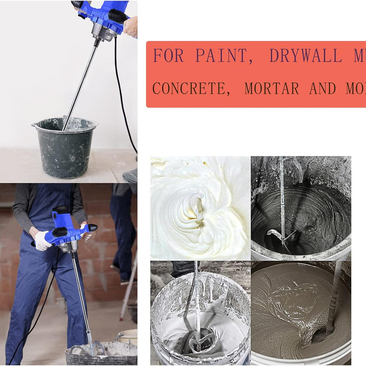 DayPlus 2600W 240V Concrete Mixer Machine Paddle Mixer,Handheld Portable Adjustable 6 Speed Stirrer Electric Mix Stirring Tool