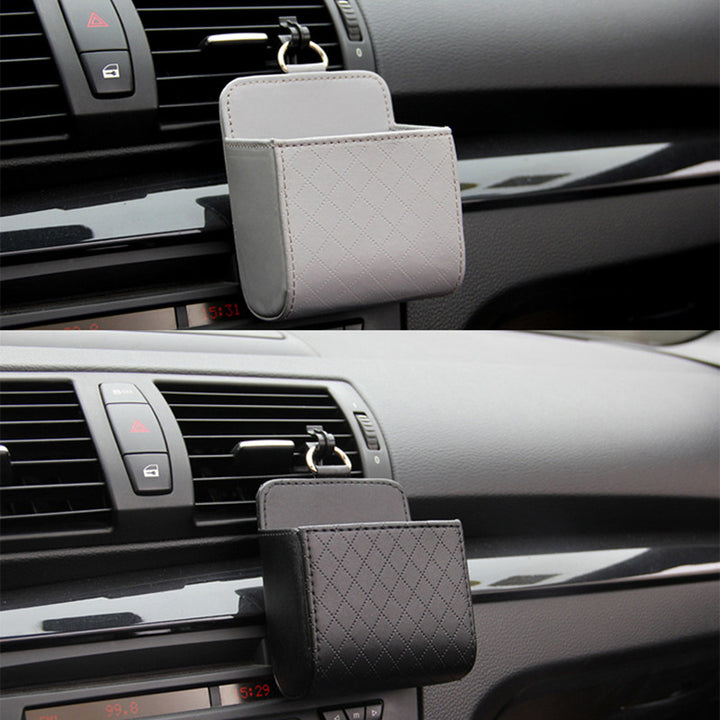 Car Air Vent Hanging Storage Box Mobile Phone Bag PU Leather Car Mobile Phone Holder Car Interior Accessories