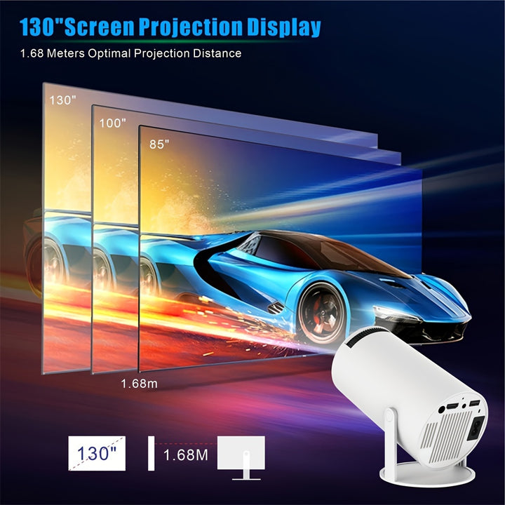 Ultra-Clear 4K HY300 Pro Projector - Lightweight, Portable Wireless Home Cinema with 180° Multi-Angle Adjustment, for Android 11.0 Compatible, 200ANSI Brightness (EU Plug)