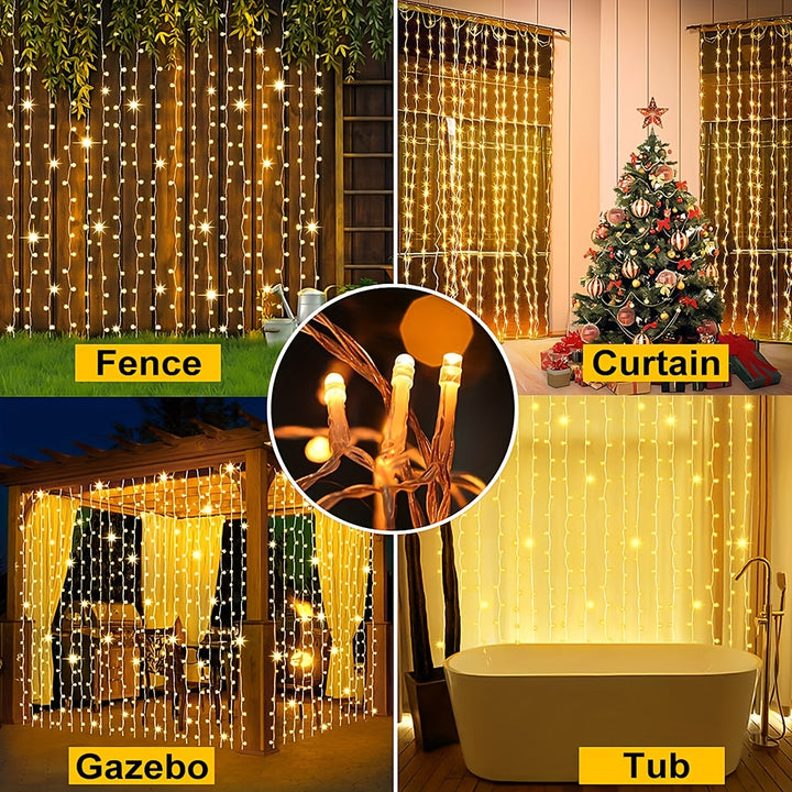 1pc Waterproof LED Solar Icicle String Lights - Perfect For Christmas, Halloween, And Thanksgiving Decorations - Ideal For Bedroom, Patio, Garden And Outdoor