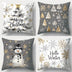 Contemporary 4-Pack Christmas Throw Pillow Covers 44.96cm - Polyester, Zippered, Machine Washable, Festive Golden & Gray Print for Living Room Decor - Snowman, Trees, Winter Designs, Woven Pillowcases (No Pillow Core)