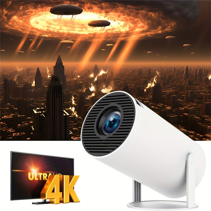 Ultra-Clear 4K HY300 Pro Projector - Lightweight, Portable Wireless Home Cinema with 180° Multi-Angle Adjustment, for Android 11.0 Compatible, 200ANSI Brightness (EU Plug)