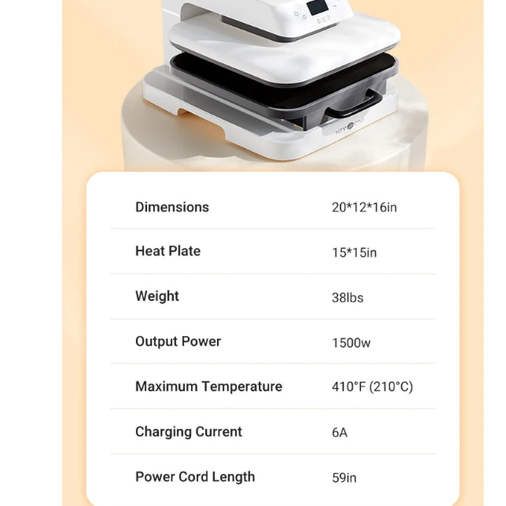 HTVRONT 15x15in 1500w Auto Heat Press Machine Automatic Pressure DIY Iron On HTV Vinyl Sublimation for T-shirt Bag Fabric