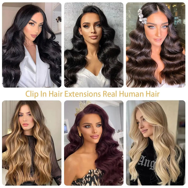 24inch Clip in Hair Extensions Real Human Hair 120g Straight 100% Brazilian Remy Human Hair Clip in Hair Extensions for Women