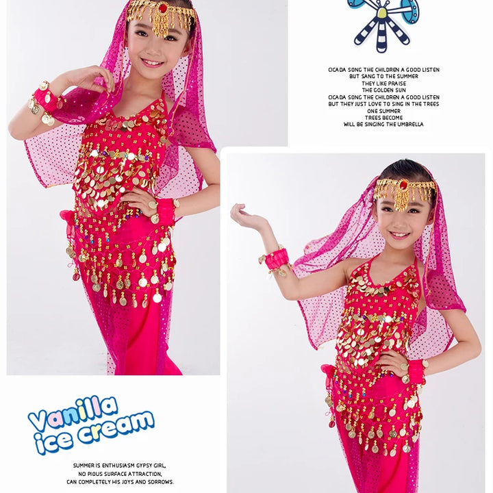 Kids Belly Dance Costumes Set Oriental Dance Girls Belly Dancing India Belly Dance Clothes Bellydance Child Kids Indian 6 Colors