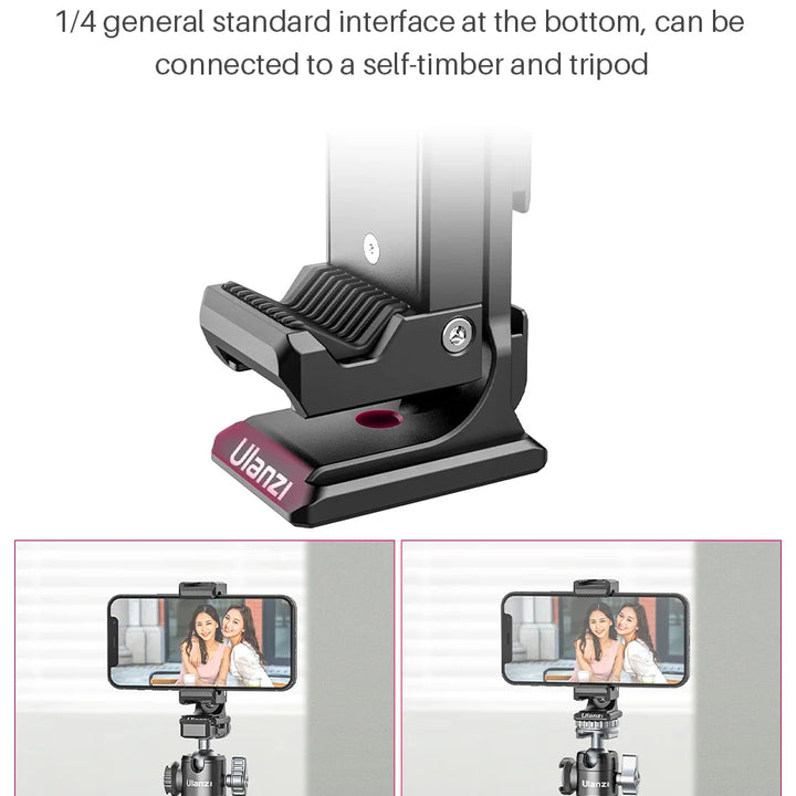 Ulanzi ST-27 Metal Phone Holder Clamp With Cold Shoe Arca 360°Rotatable tripod Mount Clip for TikTok Vlog Photography