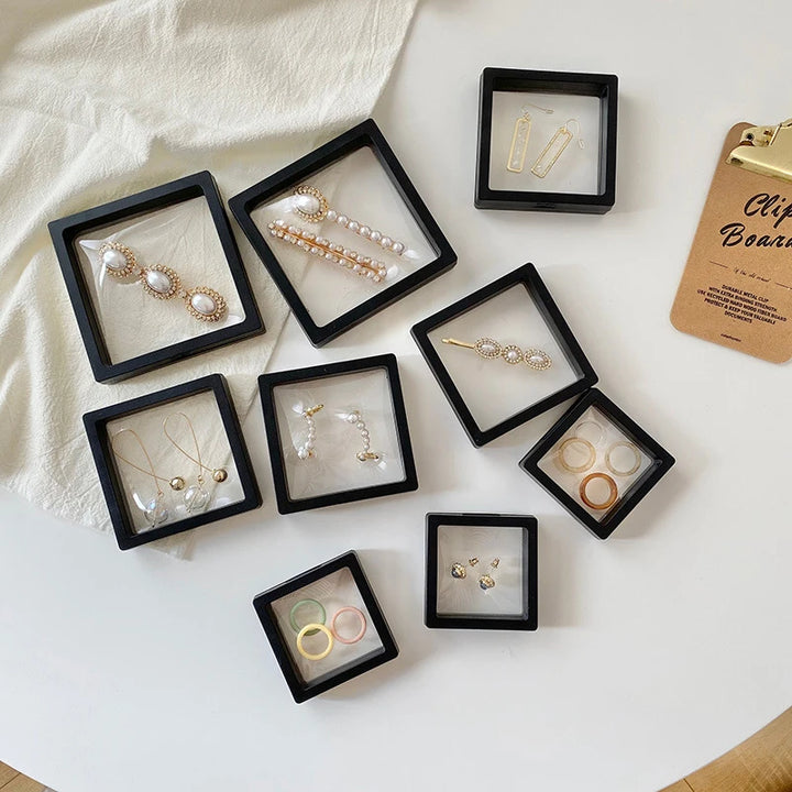 5/10Pcs 3D Floating Picture Frame Shadow Jewelry Box Display Stand Ring Pendant Holder Protect Jewelry Stone Presentation Case