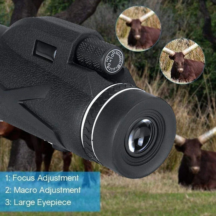 Monocular 80x100 HD Zoom Telescope Night Vision Scope with Phone Holder&Telescopic Tripod Monoculars Optical Lens Telescope