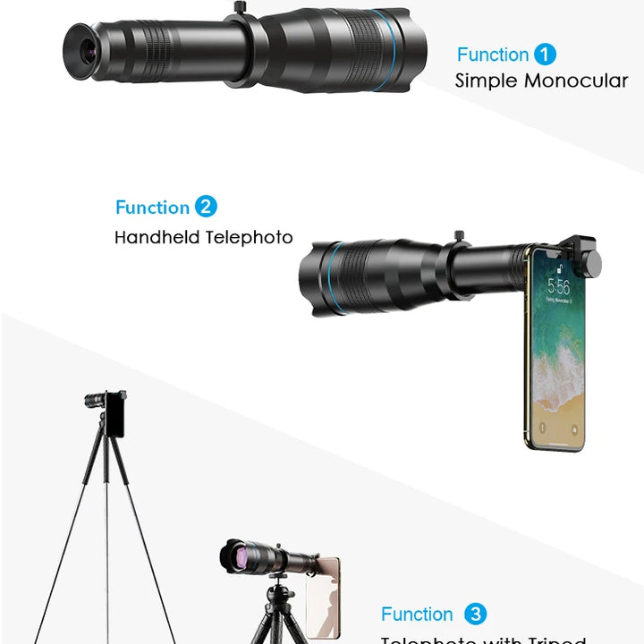 APEXEL HD 60x Telephoto Lens Mobile Phone Powerful Monocular Telescope Lens With Tripod for iPhone Bird Watching Travel Hunting