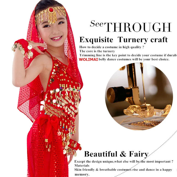 Kids Belly Dance Costumes Set Oriental Dance Girls Belly Dancing India Belly Dance Clothes Bellydance Child Kids Indian 6 Colors