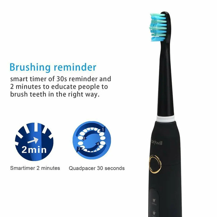 Fairywill Sonic Electric Toothbrush Ultra Sonic Fast USB Charger Waterproof IPX7 5-Mode Fairywill FW-507 with 3 Brush Head Gift