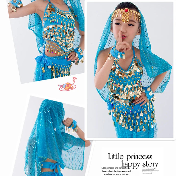 Kids Belly Dance Costumes Set Oriental Dance Girls Belly Dancing India Belly Dance Clothes Bellydance Child Kids Indian 6 Colors