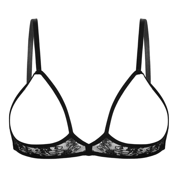 Womens Sheer Floral Lace Open Cups Bra Wireless Bra Adjustable Straps Unlined Bralette Sexy Lingerie Underwear Woman Bras Tops