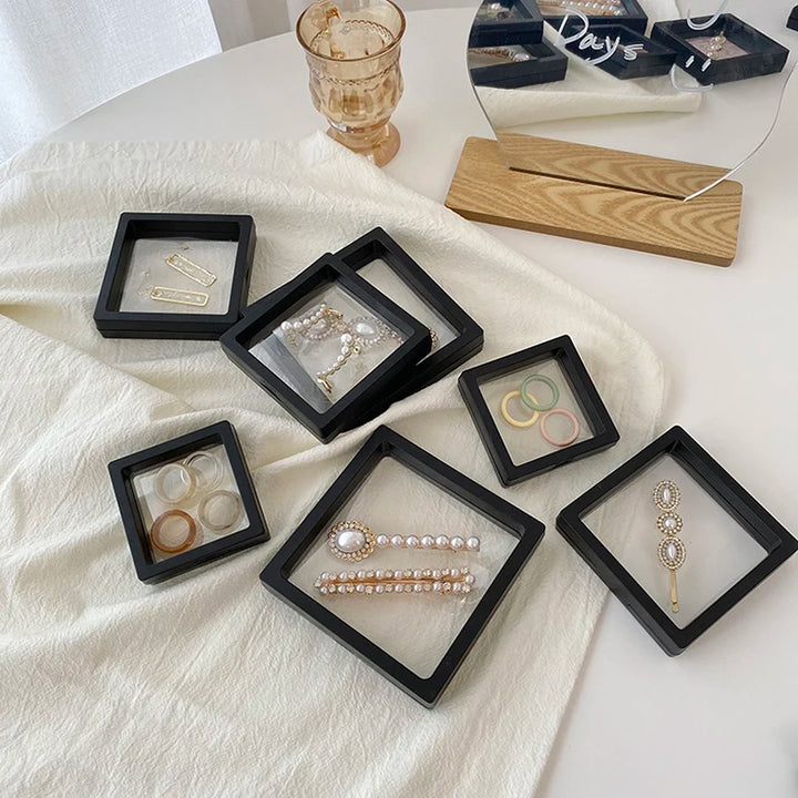 5/10Pcs 3D Floating Picture Frame Shadow Jewelry Box Display Stand Ring Pendant Holder Protect Jewelry Stone Presentation Case