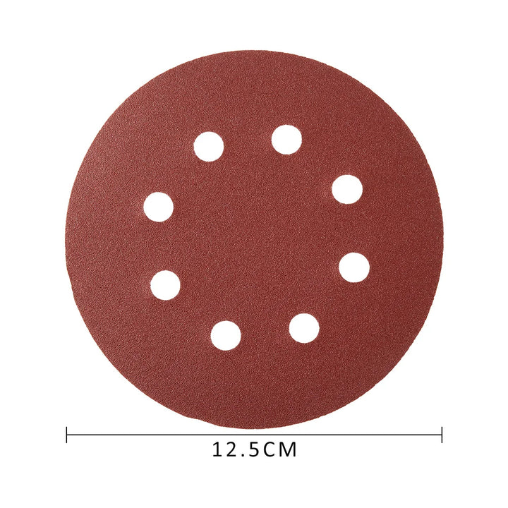 100Pcs 125mm Sandpaper Round Shape Sanding Discs Hook Loop Sanding Paper Buffing Sheet Sandpaper 8 Hole Sander Polishing Pad