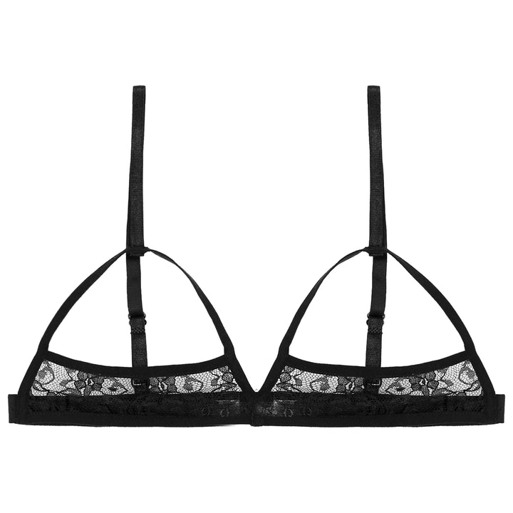 Womens Sheer Floral Lace Open Cups Bra Wireless Bra Adjustable Straps Unlined Bralette Sexy Lingerie Underwear Woman Bras Tops