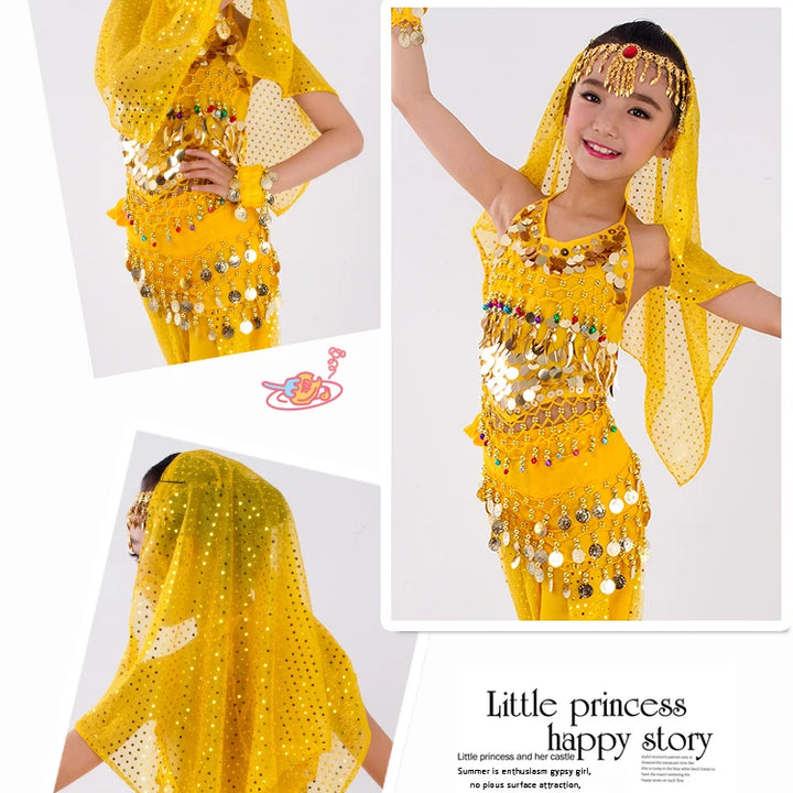 Kids Belly Dance Costumes Set Oriental Dance Girls Belly Dancing India Belly Dance Clothes Bellydance Child Kids Indian 6 Colors