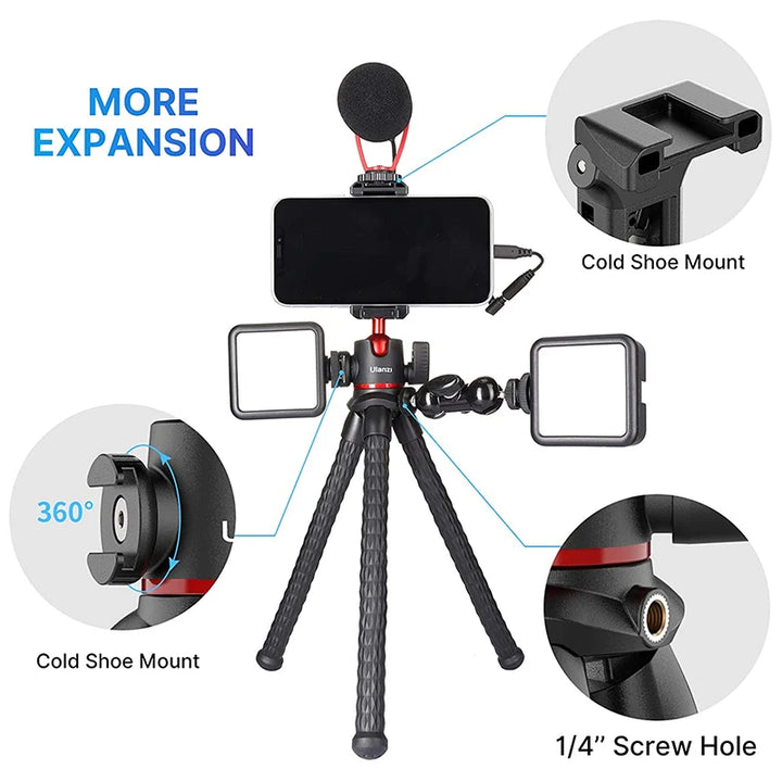 VIJIM Ulanzi MT-33 Flexible Octopus Tripod for Phone Camera DSLR 2in1 Design Tripod With Phone Holder Side Cold Shoe 1/4'' Screw