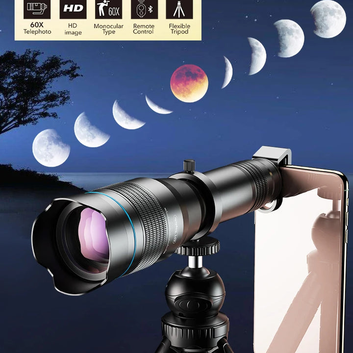 APEXEL HD 60x Telephoto Lens Mobile Phone Powerful Monocular Telescope Lens With Tripod for iPhone Bird Watching Travel Hunting