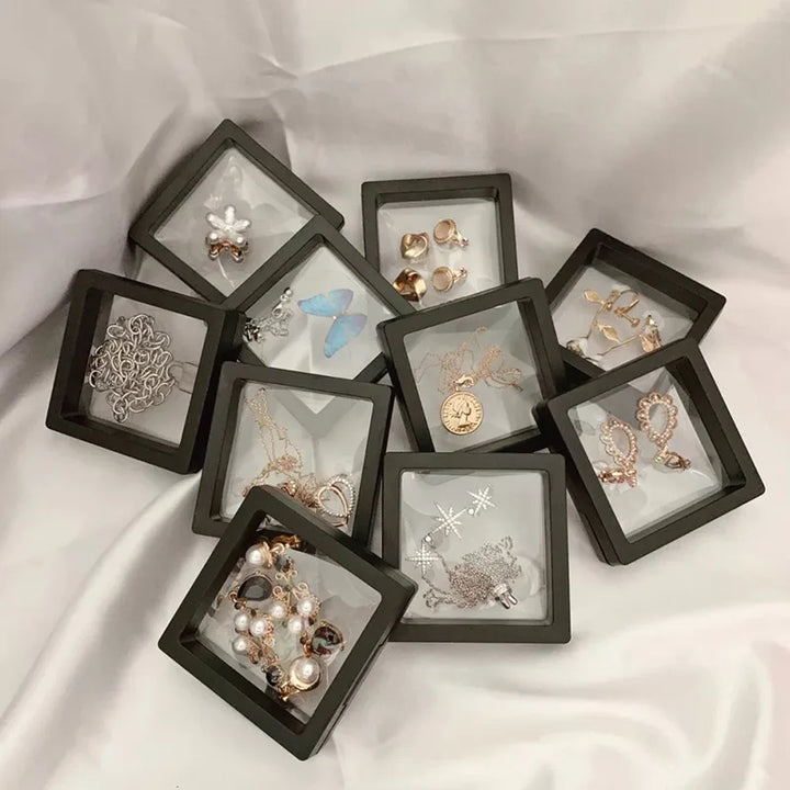 5/10Pcs 3D Floating Picture Frame Shadow Jewelry Box Display Stand Ring Pendant Holder Protect Jewelry Stone Presentation Case