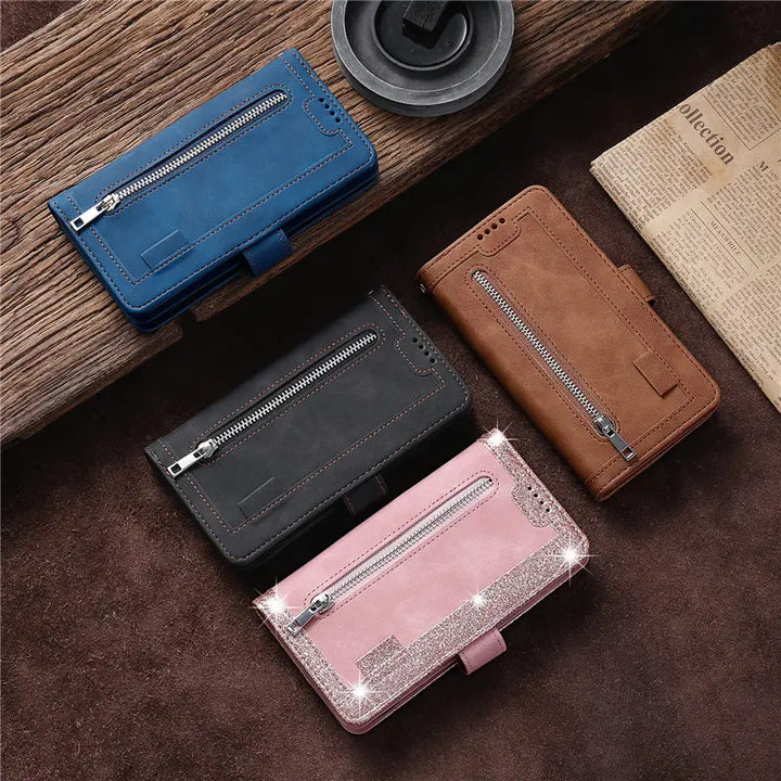 For Poco F6 X6 F5 X5 M4 X4 M3 M6 Pro 5G Multi 9-Card Case For Xiaomi Poco C65 F6 M5S F4 F3 X3 NFC X4 GT Leather Zip Wallet Cover