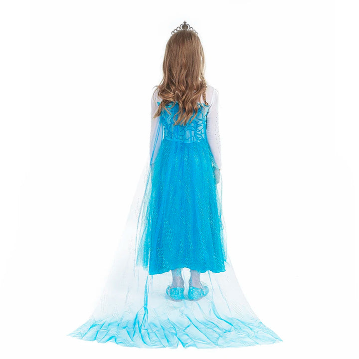 2024 New Elsa Dress Girls Halloween Cosplay Costume Princess Dresses For Kids Christmas Birthday Fancy Party Vestidos Menina