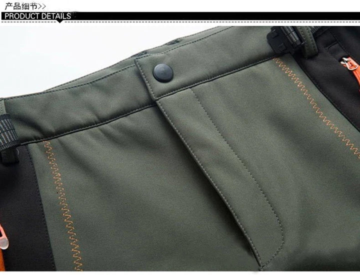 LNGXO Thick Warm Fleece Hiking Pants Men Winter Waterproof Windproof Outdoor Soft Shell Rain Trousers Trekking Camping Ski Pants