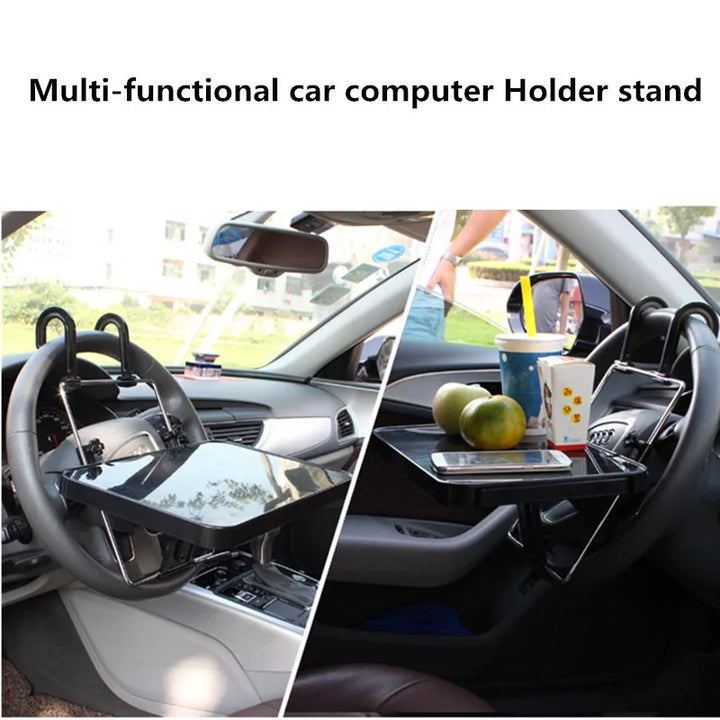 Foldable New Car Computer Rack with Drawer Shelf Car Steering Wheel Seat Back Laptop Tray Food Drink Table Holder Stand